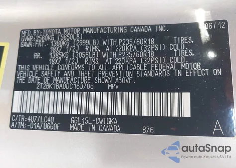 2013 Lexus Rx 350 from USA, damaged, VIN 2T2BK1BA0DC163706